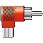 RCA Phono Adaptor (RCA Plug to RCA Socket) Right Angle, Red