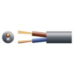 804.338UK - 2 Core Round Mains PVC, 2x [48/0.2mm] 15A, 7.4mm Dia, Black (100m Reel)