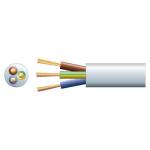 3 Core Round Mains PVC, 3x [48/0.2mm] 15A, 8.7mm Dia, White (50m Reel)