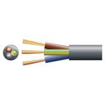 3 Core Round Mains PVC, 3x [24/0.2mm] 6A, 6.1mm Dia, Black (50m Reel)
