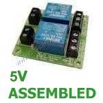 PRE-ASSEMBLED 2 Channel 5A SPDT Mains Relay Board Module - 5Vdc Version